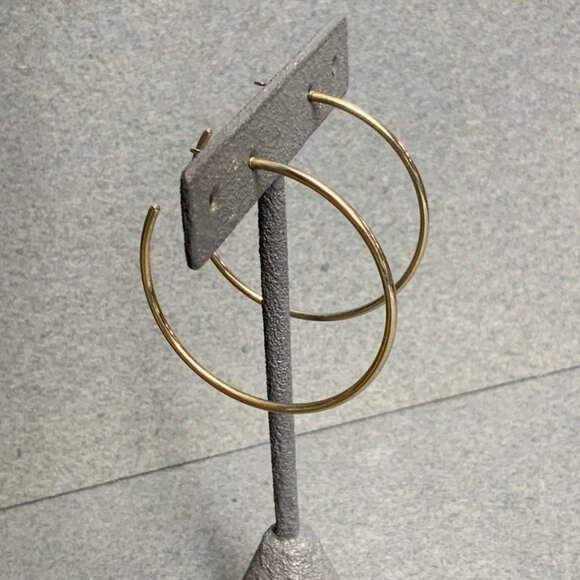 Thin Hoop Pierced Earrings 2 In Classic Silver Hoops Minimal Timeless Retro Chic - Picture 1 of 5